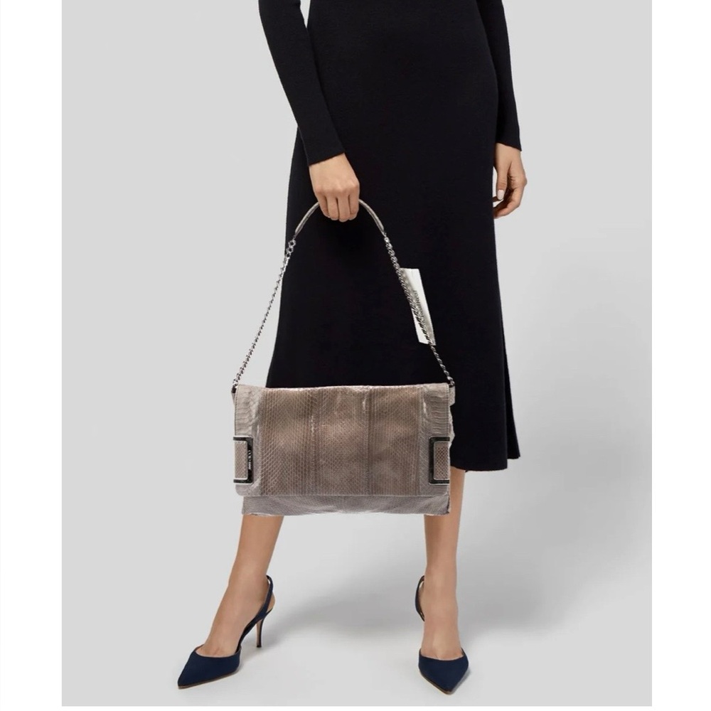 New JIMMY CHOO Authentic Ally Snakeskin Handbag